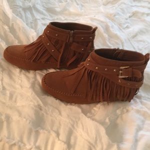 Mocassin hidden heel leather booties
